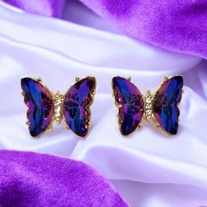 Butterfly Crystal Iridescent Earrings | New without tag